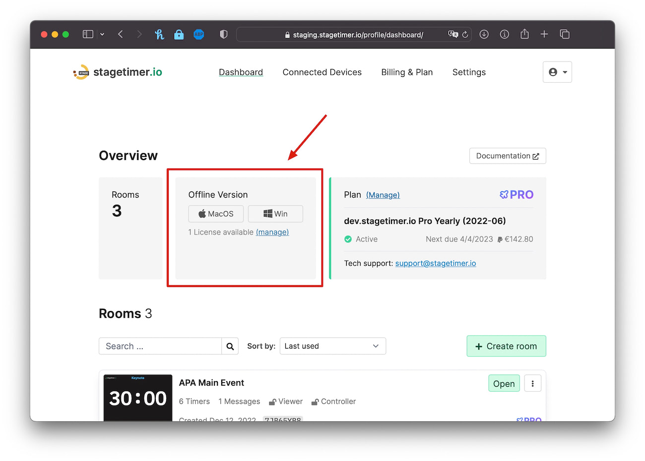 Download links are on the user dashboard