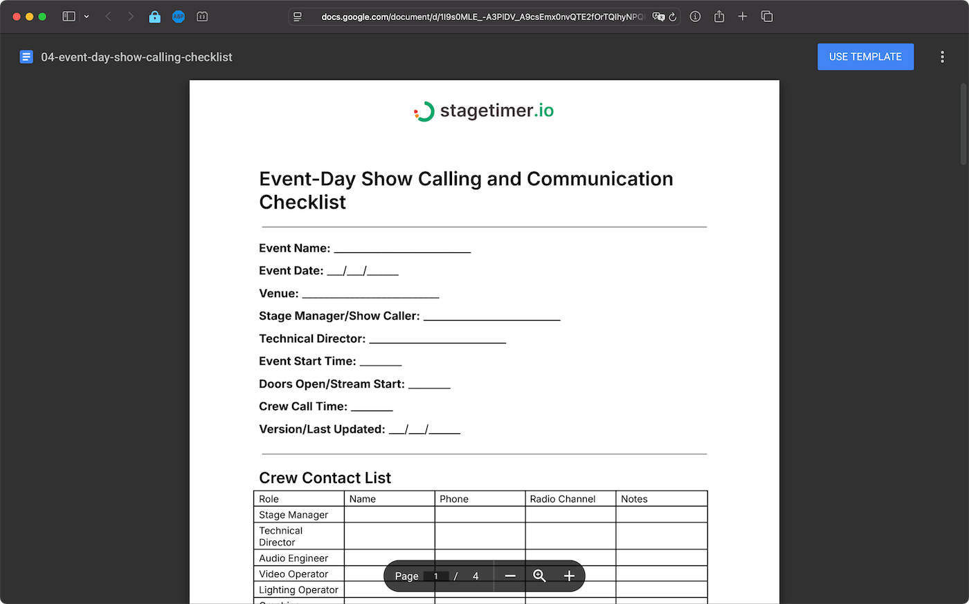 Event-Day Show Calling and Communication Checklist