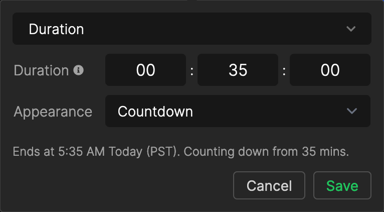 Timer Duration Settings