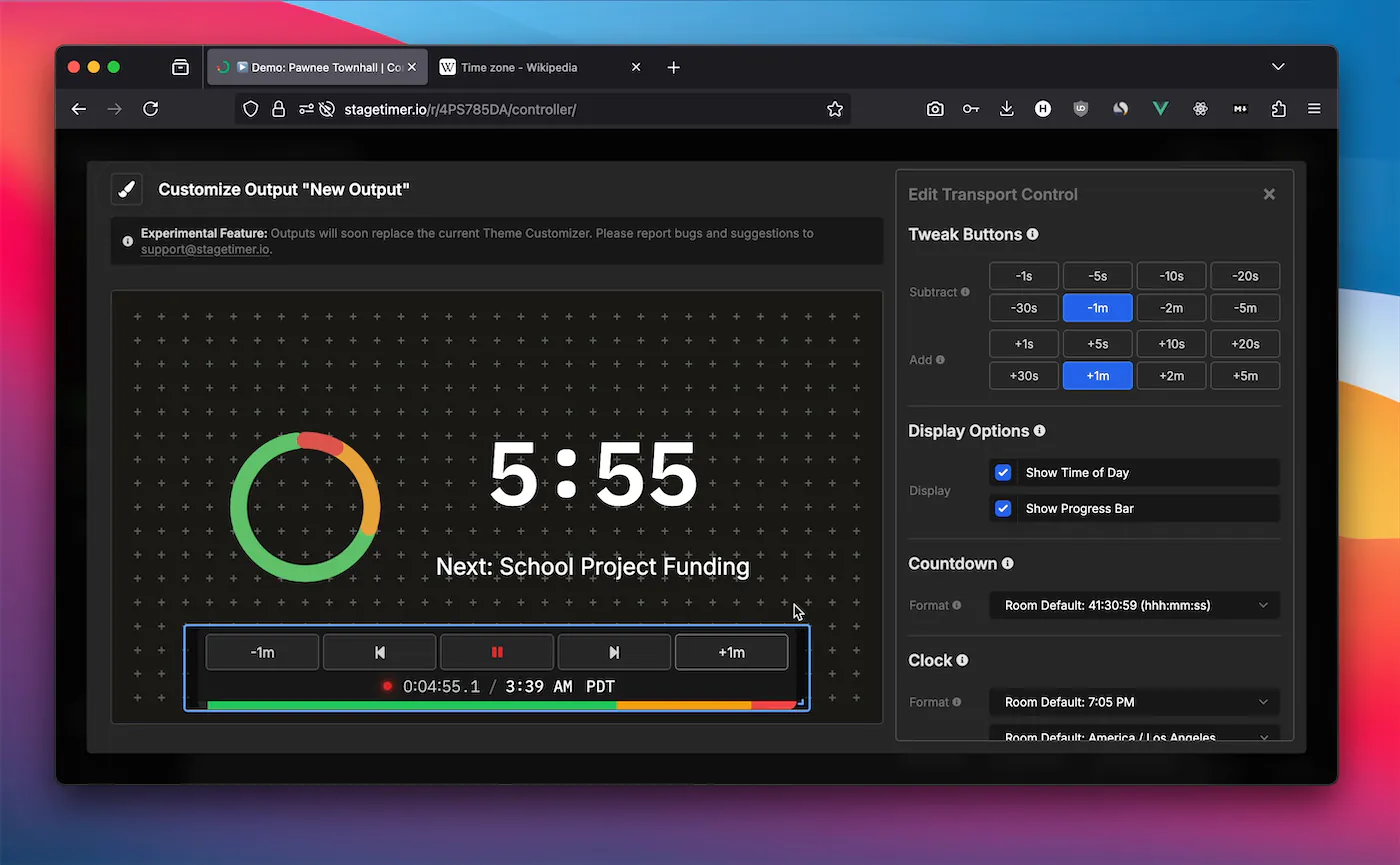 Transport Control element with customizable tweak buttons