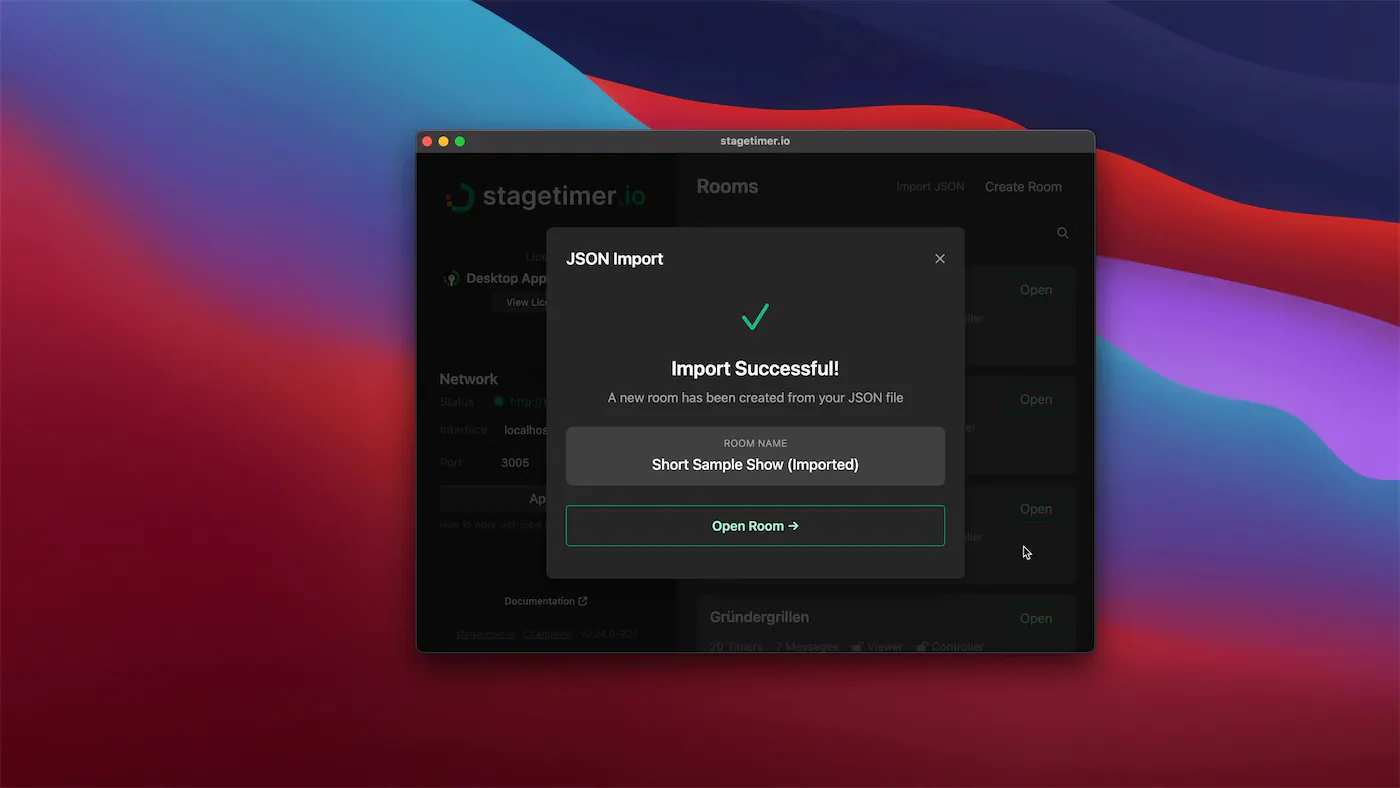 JSON export showing outputs and images included