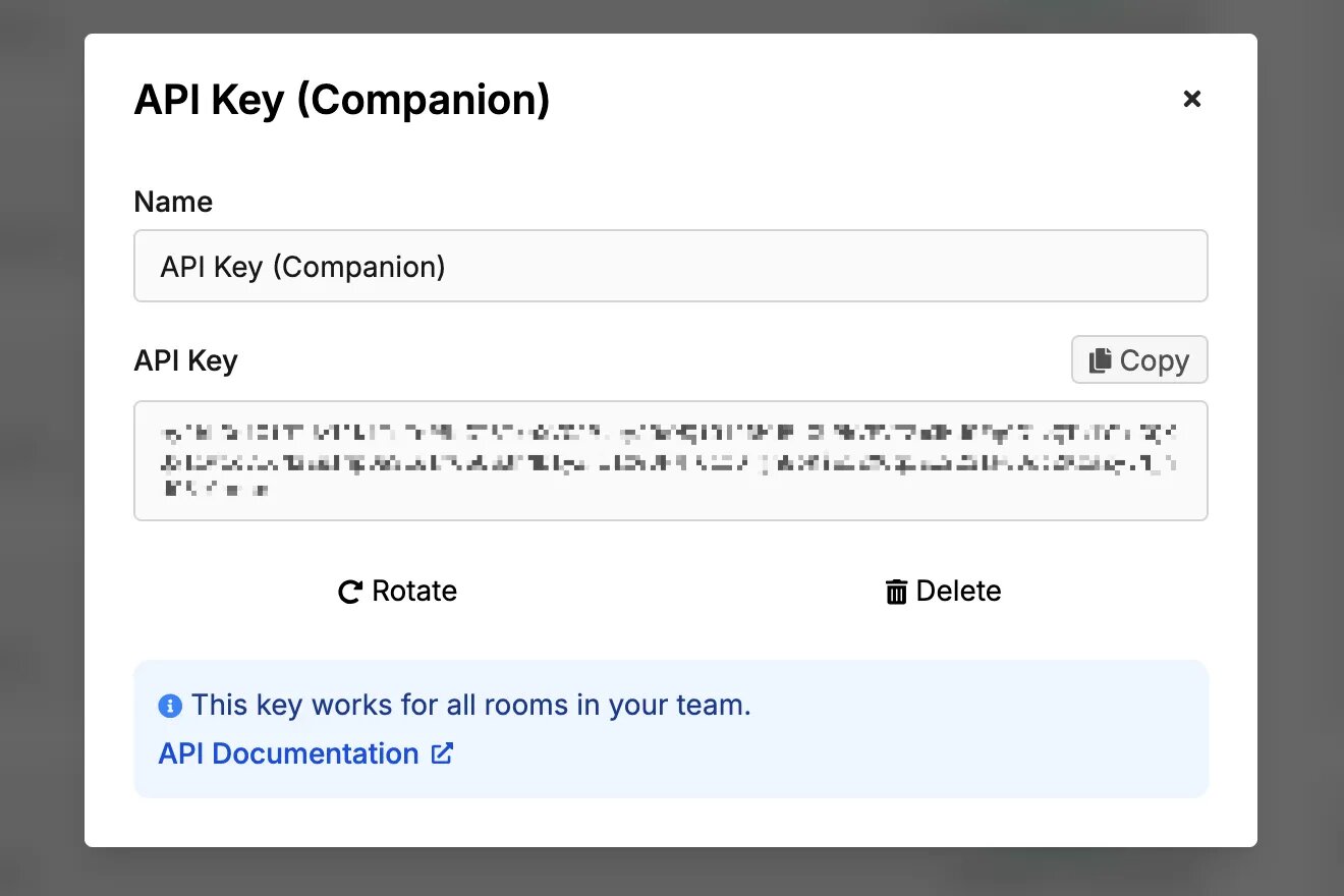 Team API key dialog
