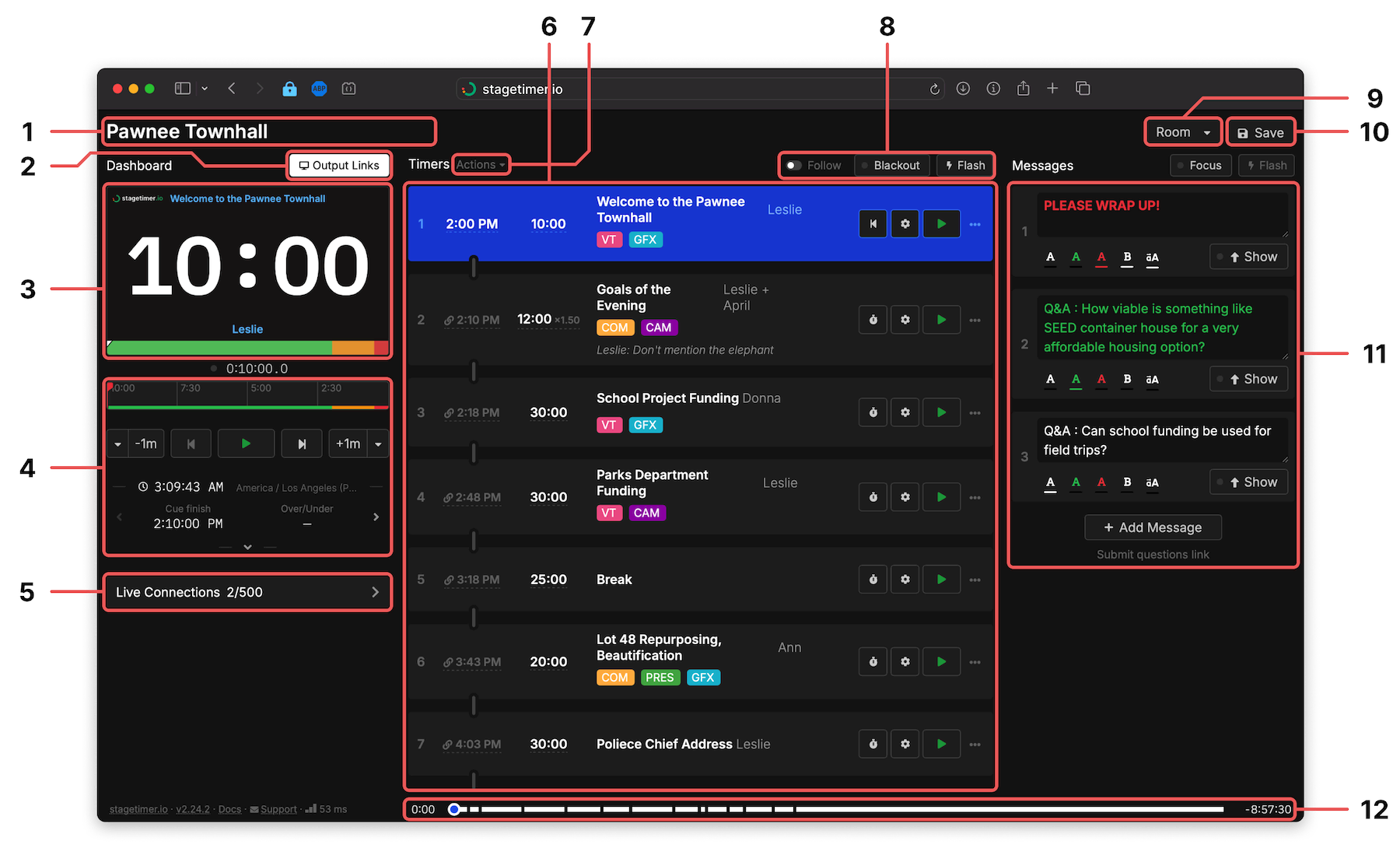 Controller interface of Stagetimer