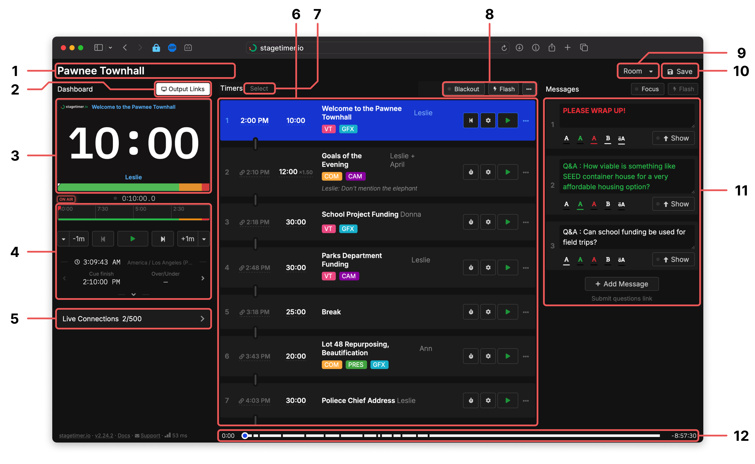 Controller interface of Stagetimer