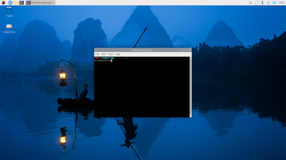 Terminal showing stagetimerio command