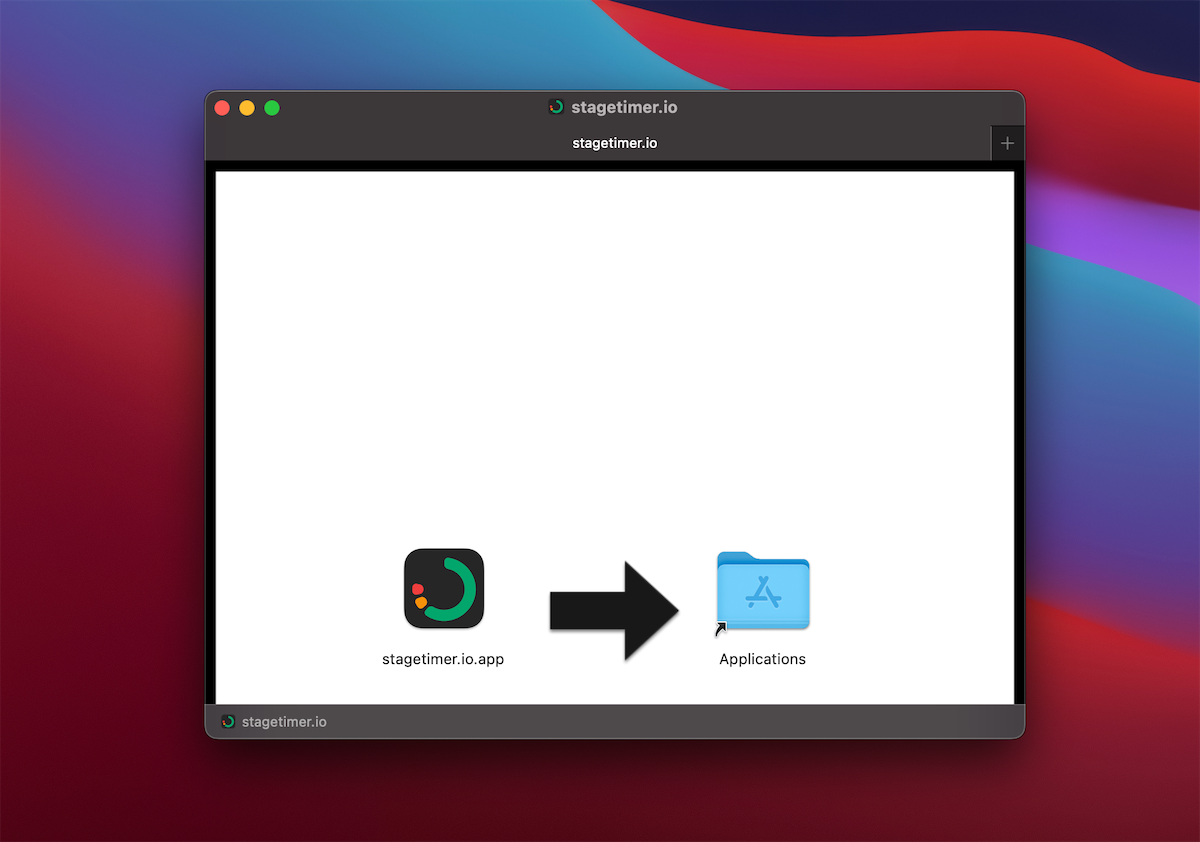 macOS installer window showing drag-to-install interface