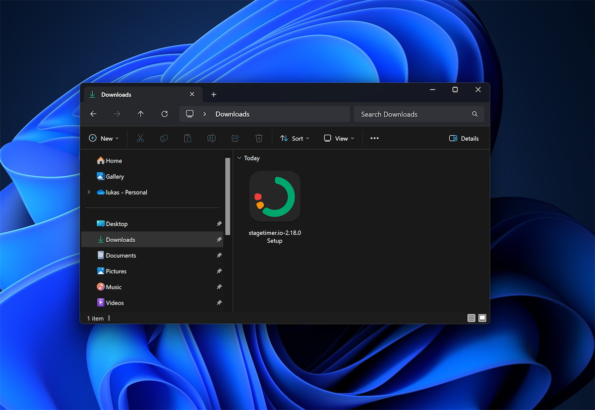 Downloaded installer in Windows file explorer