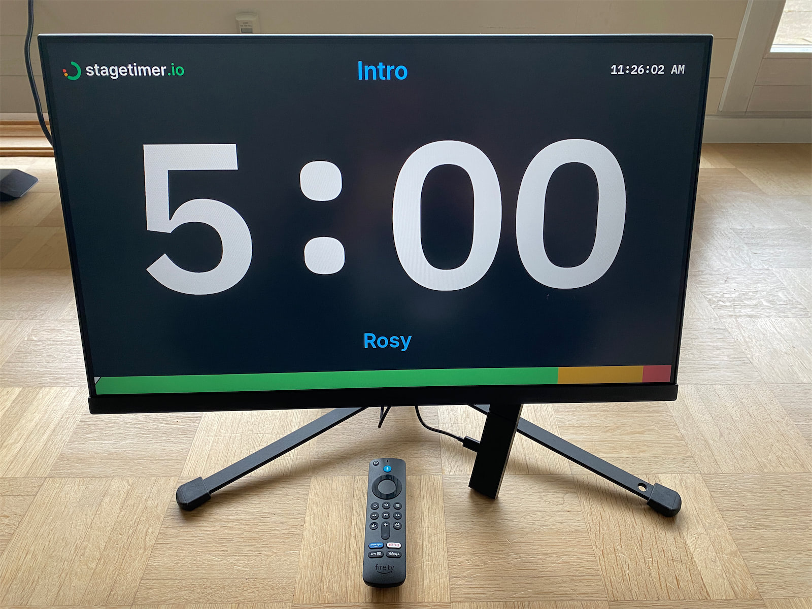 Stagetimer in fullscreen on Fire TV