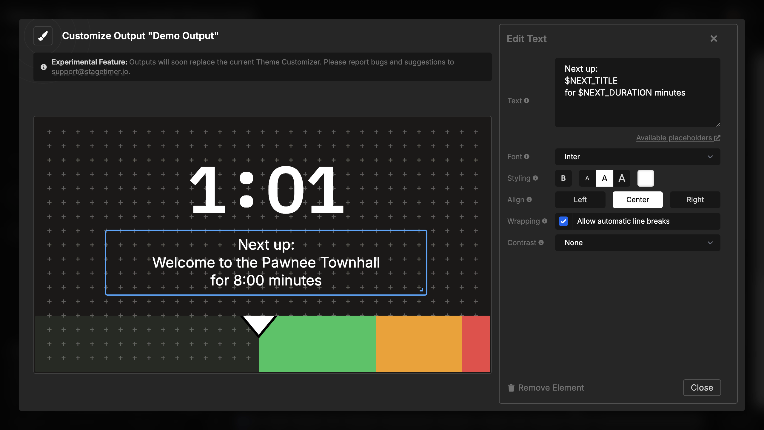 Text centered horizontally