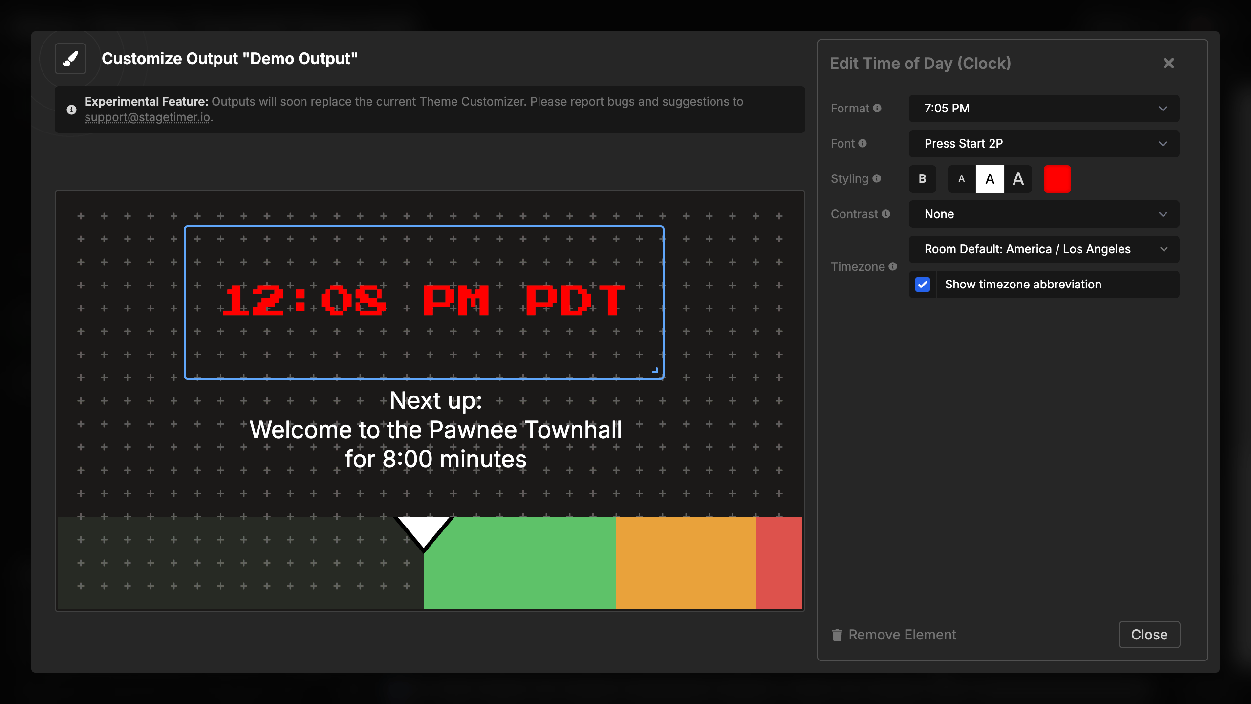 Time of Day with different color styling