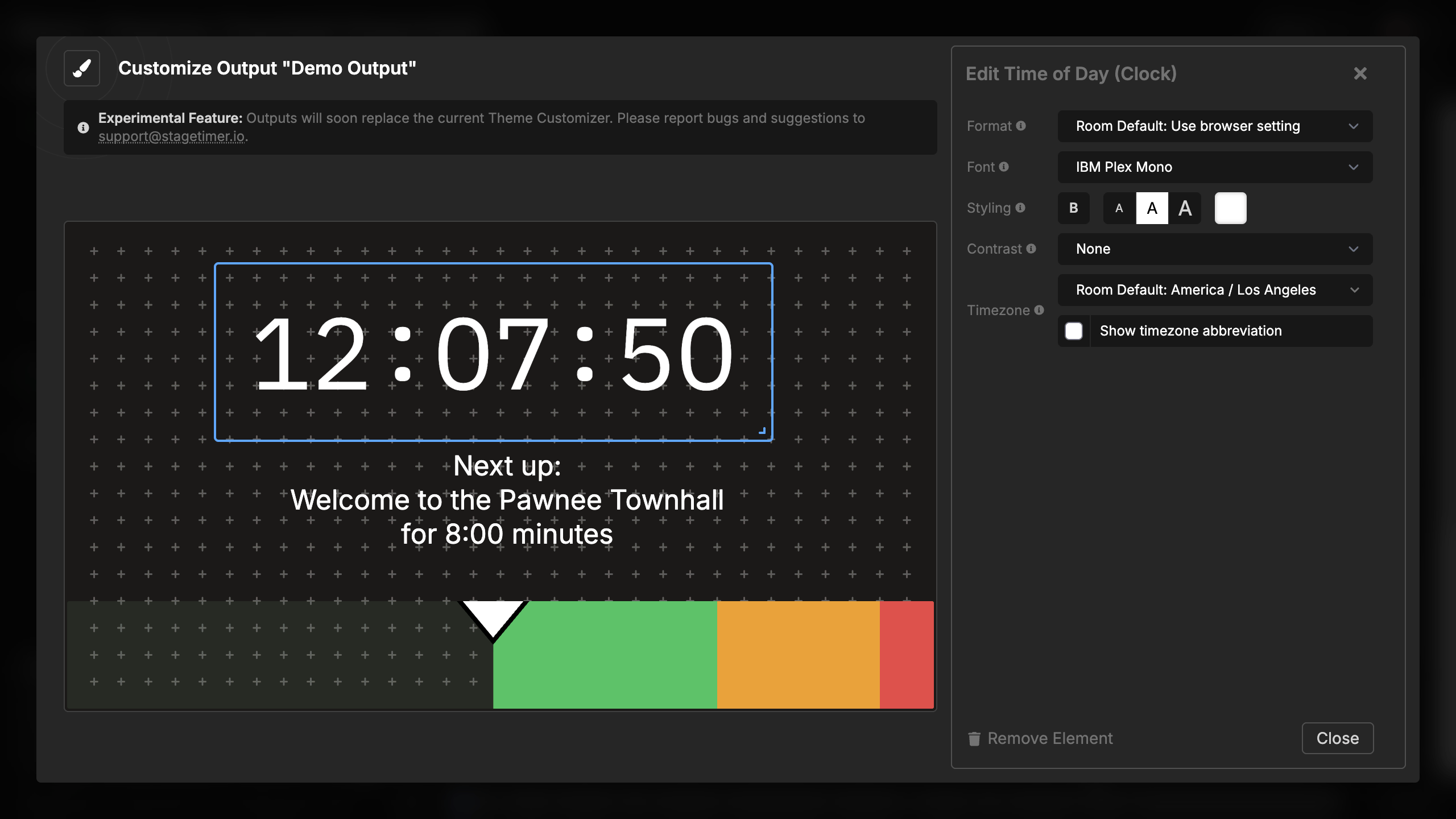 Time of Day element settings overview