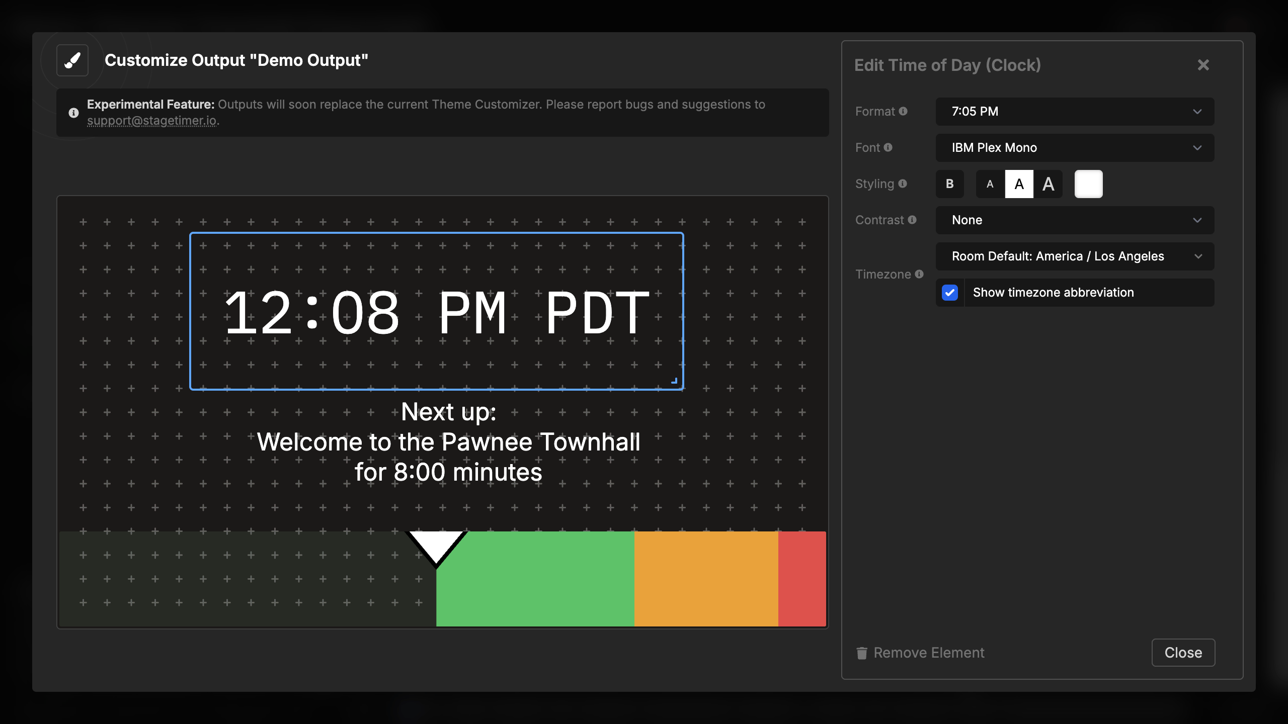 Time of Day with timezone display enabled