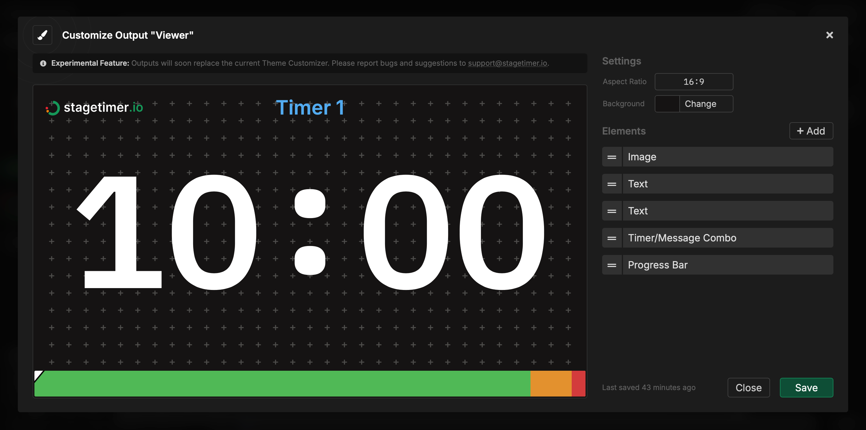 Window to Customize Outputs