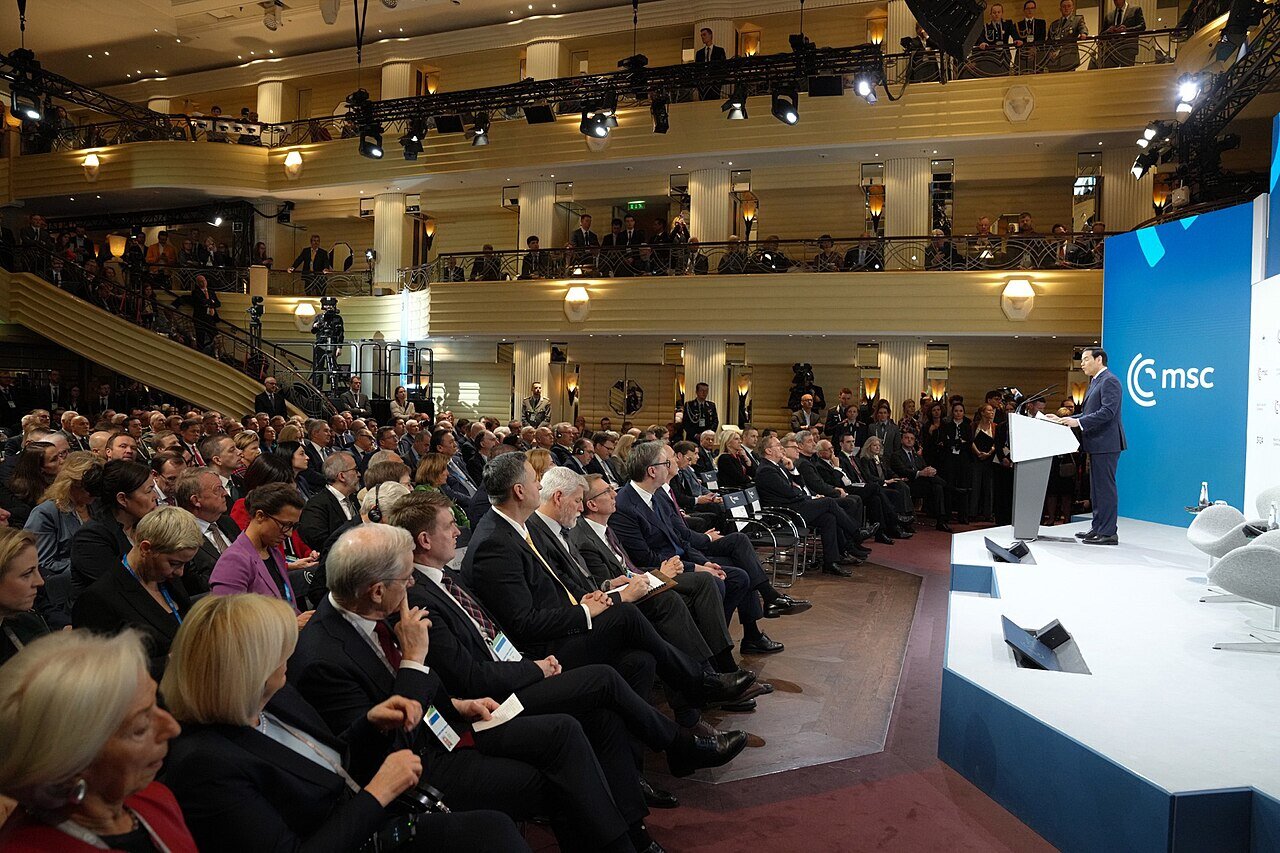 Main hall at the Munich Security Conference at Hotel Bayerischer Hof