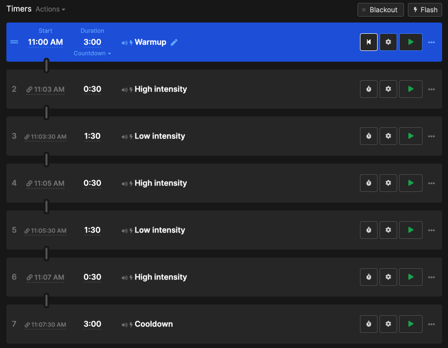 Custom workout timers