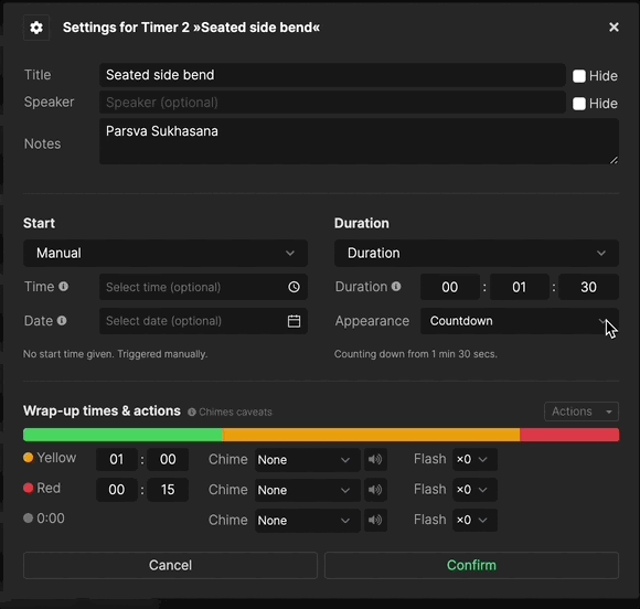 Countdown timer colors and sounds