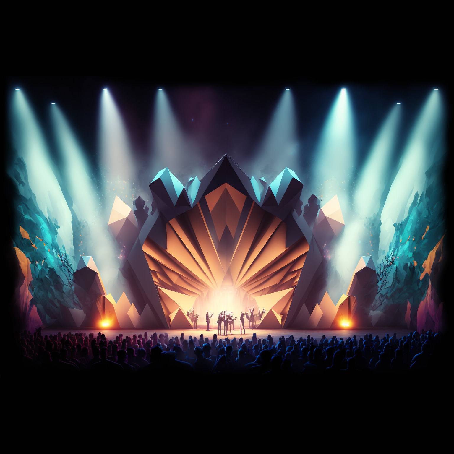 Event stage with light show