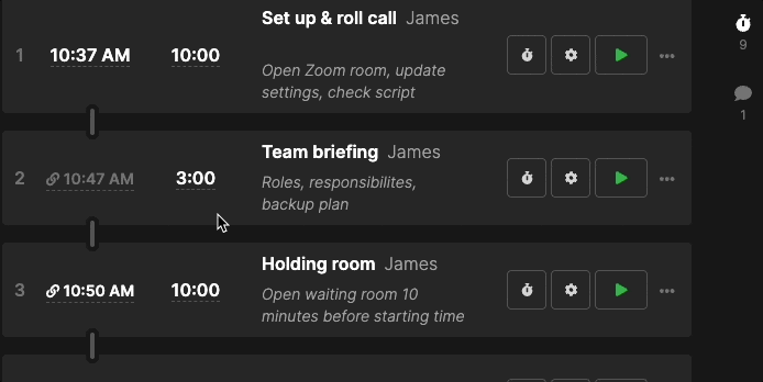 Automatic time calculations (Stagetimer)
